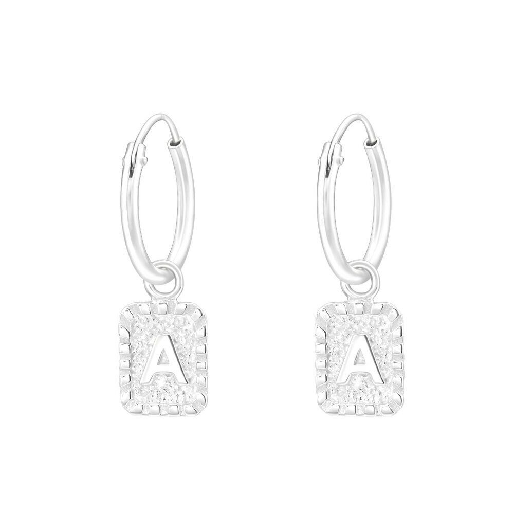 Sterling Silver Initial A Huggie Hoop Earrings